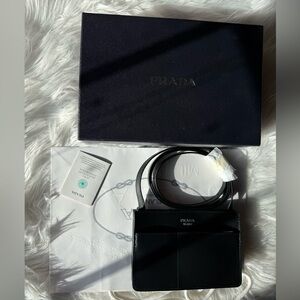 Prada Black Saffiano Leather Cardholder Crossbody
